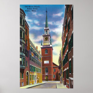 Poster Salem Street View of Old North Church Bldg