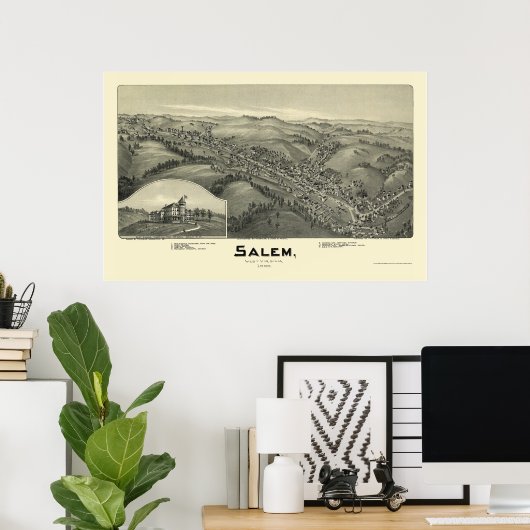 Poster Salem, WV Panoramic Map - 1899 (Bureau à domicile)