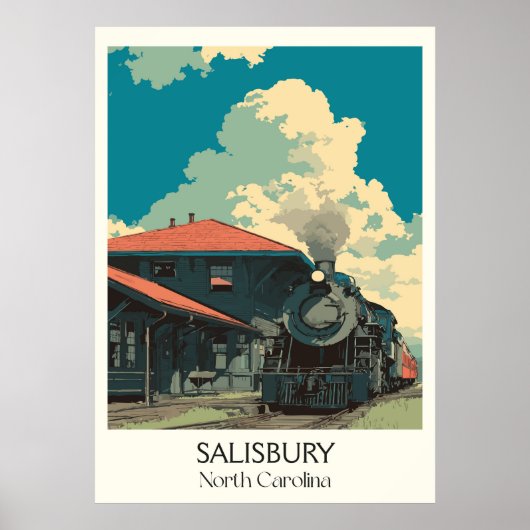 Poster Salisbury NC Vintage Historic Station Art (Devant)