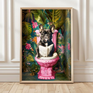 Poster Salle de bain Boulot Bouledogue français noir lisa