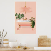 Poster Salle de bain Pastel Pink & Green | Bain à bulles (Cuisine)