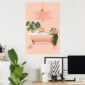 Poster Salle de bain Pastel Pink & Green | Bain à bulles (Bureau à domicile)