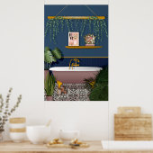 Poster Salle de bain victorienne romantique bleu marine (Cuisine)