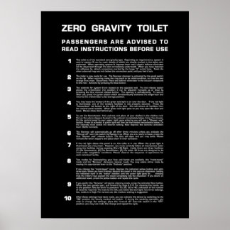 Poster Salle de bain Zéro Gravité Texte blanc complet