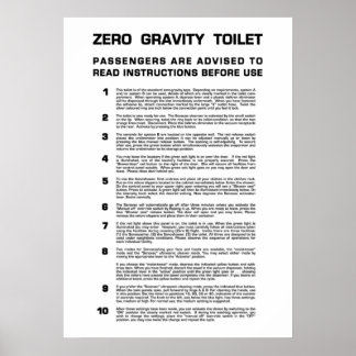 Poster Salle de bain Zéro Gravité Texte noir complet