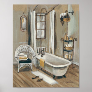 Poster Salle de bains française avec la baignoire