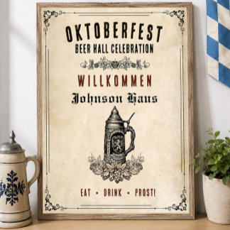 Poster Salle de bière de la fête d'Oktoberfest vintage Bi