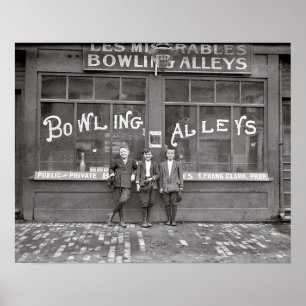 Poster Salle de bowling, 1911. Photo ancienne