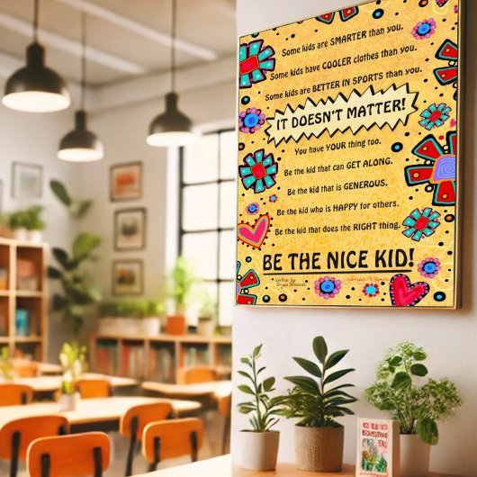 Poster Salle de classe Nice enfant Floral Coeurs amusant