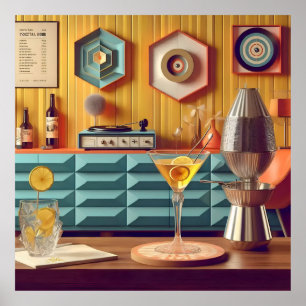 Poster Salle de fête Rétro Futuriste Atomique du Milieu d