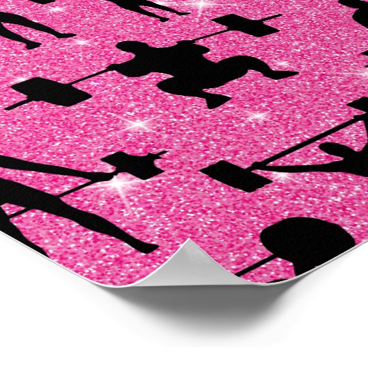 Poster Salle De Fitness Sport Parties scintillant Rose (Coin)