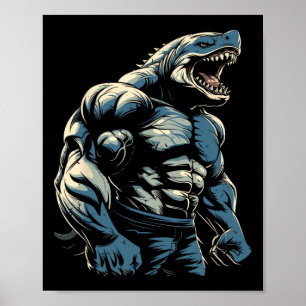 Poster Salle de gym Bodybuilding Requin