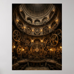 Poster Salle des machines à engrenages Steampunk