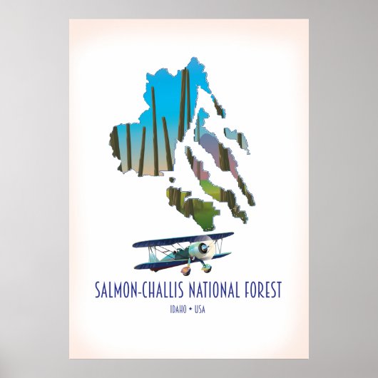 Poster Salmon-Challis National Forest map (Devant)
