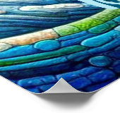Poster Salmon Jumping Mosaic Floral Blue Personalized (Coin)