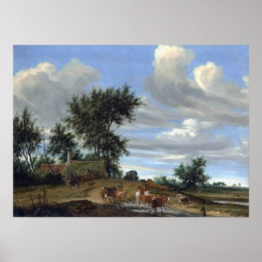 Poster Salomon van Ruysdael A Country Road (Devant)