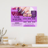 Poster Salon à ongles violets, maquilleur (horizontal) (Cuisine)