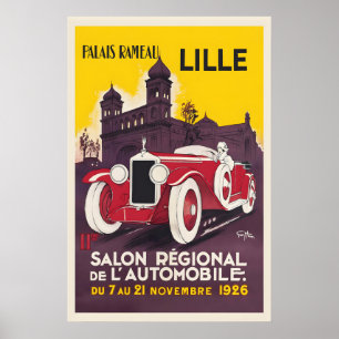 Poster Salon Automobile Régional Palais Rameau Lille 1926