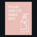 Poster Salon de beauté minimaliste rose Sanitize mains ic<br><div class="desc">Poster pour la maison,  le bureau,  l'école</div>