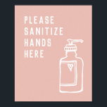 Poster Salon de beauté minimaliste rose Sanitize mains ic<br><div class="desc">Poster pour la maison,  le bureau,  l'école</div>