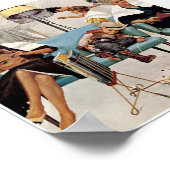 Poster Salon de beauté rétro avec Petit Garçon Cowboy Vin (Coin)