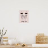 Poster Salon de beauté rose Gold Eyelash Heures d'ouvertu (Cuisine)