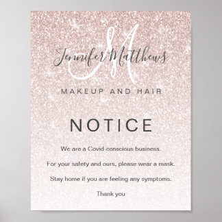 Poster Salon de coiffure rose Gold Parties scintillant CO