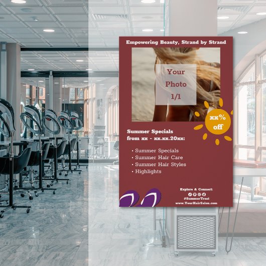 Poster Salon de coiffure Spécialités d'été personnalisabl