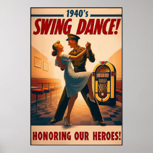 Poster Salon de danse vintage pour le service militaire