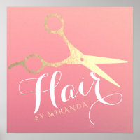 Salon de maquillage moderne ciseaux d'or rose