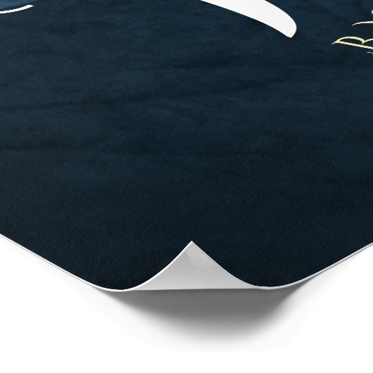 Poster Salon des cheveux Coiffeuse Ciseaux bleu et or mod (Coin)