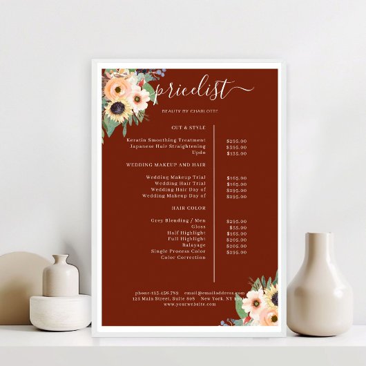 Poster Salon Floral Elegant Greenery Rouge