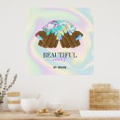 Poster salon holographique ongle femme main nails technic (Cuisine)