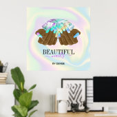 Poster salon holographique ongle femme main nails technic (Bureau à domicile)