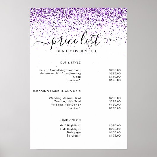Poster Salon luxe scintillant violet (Devant)