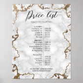 Poster Salon Marble & Gold Elegant ou menu Prix Spa (Devant)