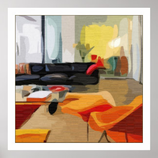 Poster Salon Moderne Du Milieu Du Siècle