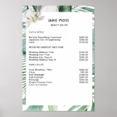 Poster Salon moderne Watercolor Tarifs Tropicaux (Devant)