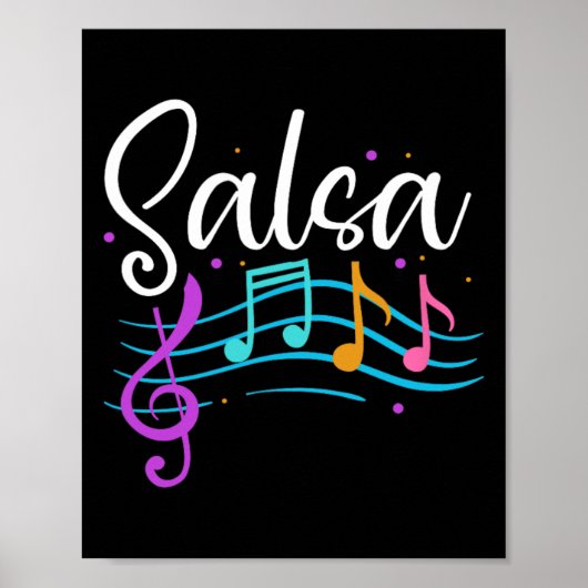 Poster Salsa Notes musicales Latin Musique Danse (Devant)