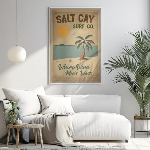 Poster Salt Cay Surf Co. Design côtier Vintage