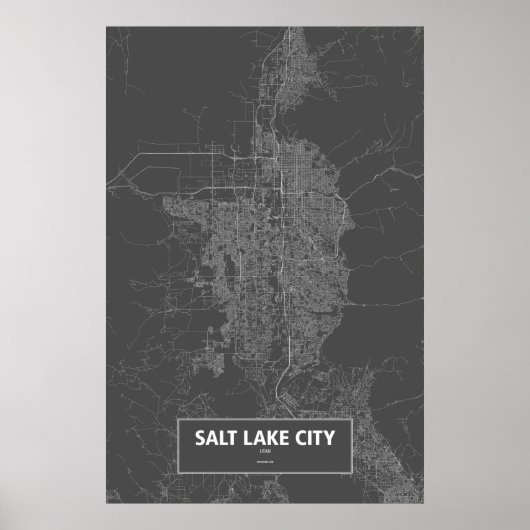Poster Salt Lake City, Utah (blanc sur noir) (Devant)