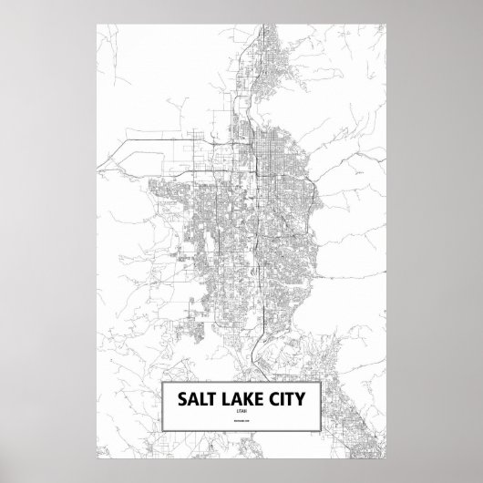 Poster Salt Lake City, Utah (noir sur blanc) (Devant)