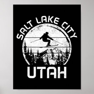 Poster Salt Lake City Utah Sports d'hiver Vintages Neige