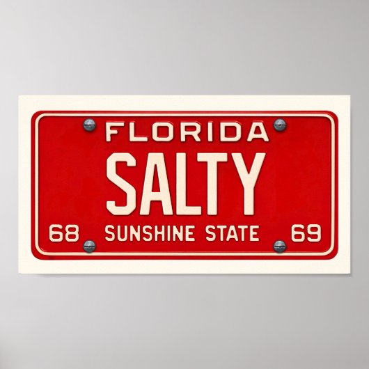 Poster Salty Life | Coastal Retro Florida License Plate (Devant)