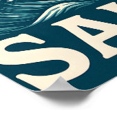 Poster Salty Teal Blue Surf Beach Waves Nautical Coastal (Coin)