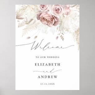 Poster Saluation de mariage Floral Rose Poussiéreuse Blus