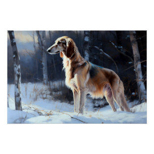 Poster Saluki Laisser neiger Noël