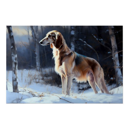 Poster Saluki Laisser neiger Noël (Devant)