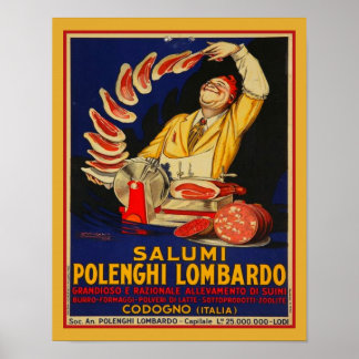 Poster Salumi Polenghi Lombardi par Mauzan