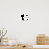 Poster Salut ! Chat Art Noir silhouette Minimal B&W (Cuisine)